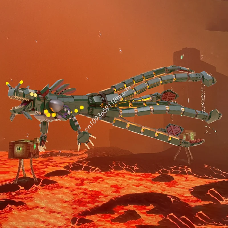 1917 pçs moc mar dragão leviatã subnautica modelo blocos de construção ideia modular crianças brinquedos diy presentes natal