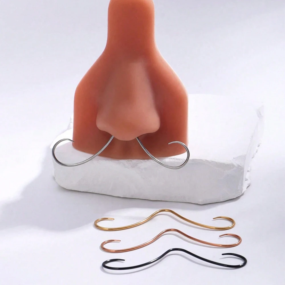 Mustache Septum Ring Septum Mustache Nose Ring Piercing Jewelry Stainless Steel Septum Piercing Hanger Halloween Party Cosplay