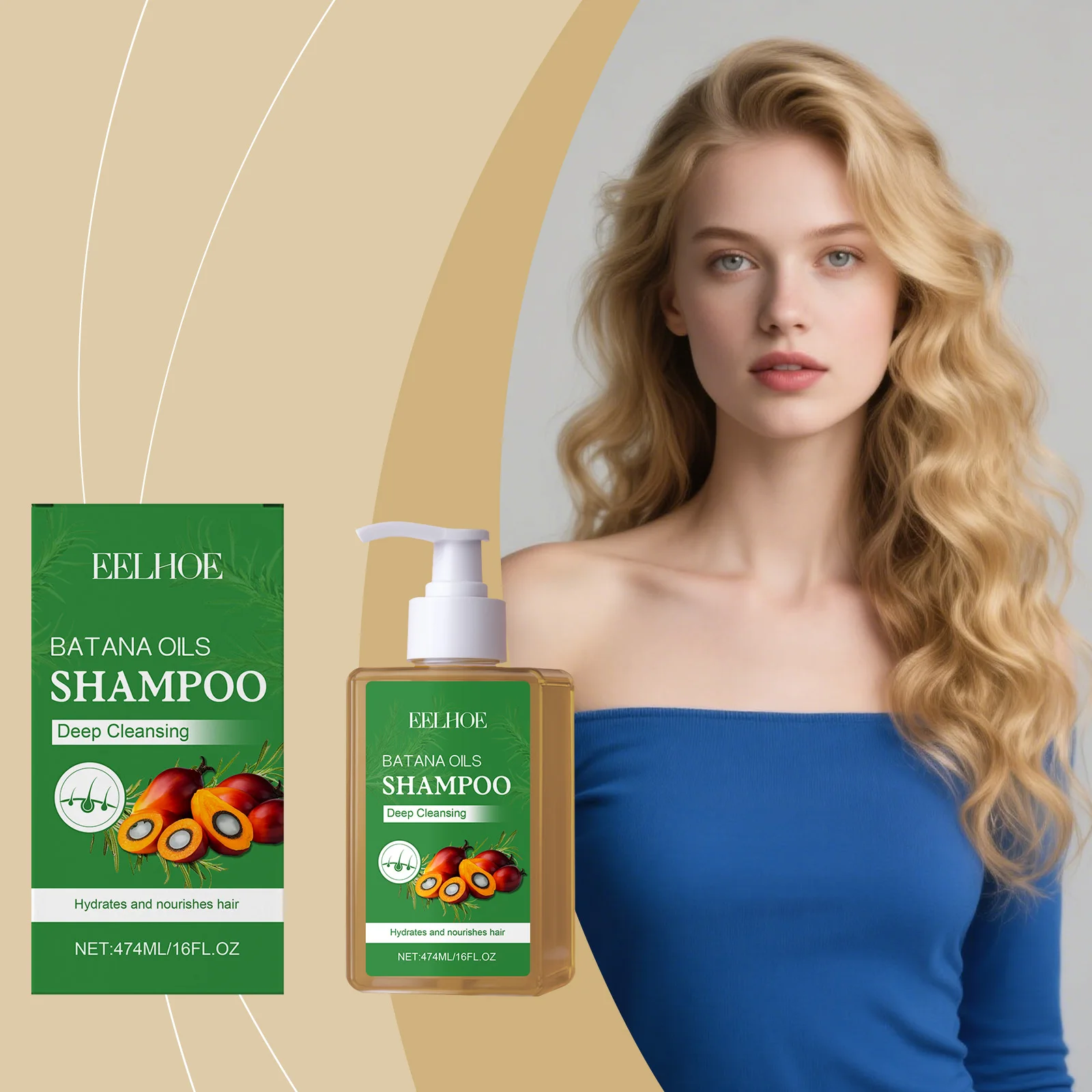 

EELHOE Batana Oil Shampoo Reduces Hair Loss Prevention Smoothing Curly Hair Cleaning Strengthening Rosemary Hair Growth Shampoo