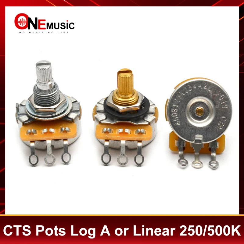 4PCS 250k/500k Brass/Aluminum Shaft Volume Tone Potentiometers CTS Pots Log A or Linear  for Electric Guitars