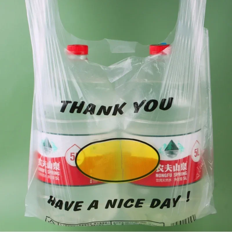 50 Pcs Plastic Bag Carry Out Bags Retail Supermarket Grocery Shopping Handle Food Packaging Home Storage Kitchen Accessories