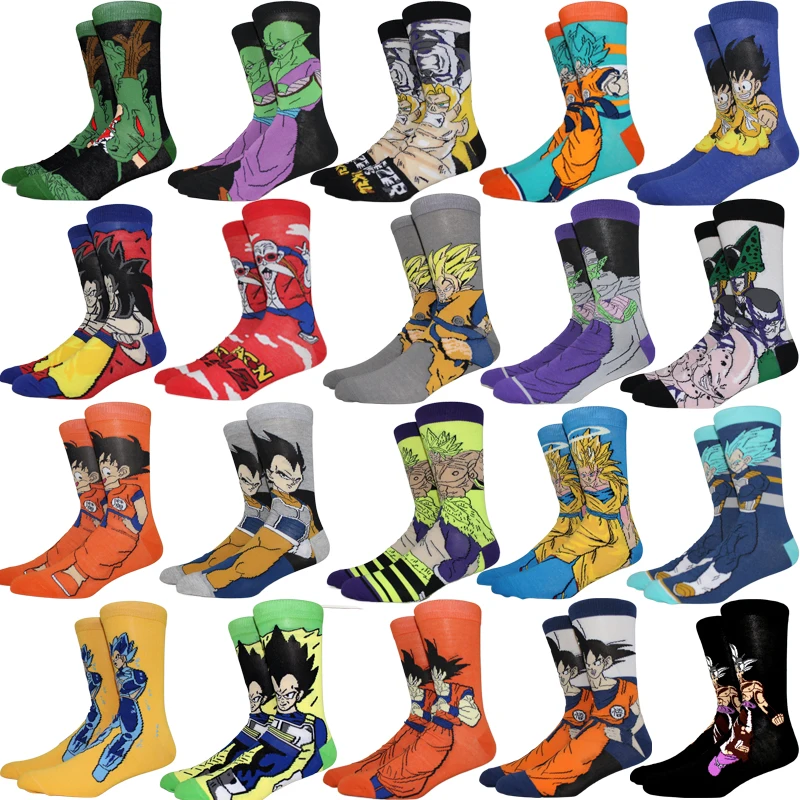 1 Pair DRAGON BALL Fashion  Men socks Anime Long Socks Happy Funny Socks Creative Novel Socks Cosplay Women Socks Size 35-44