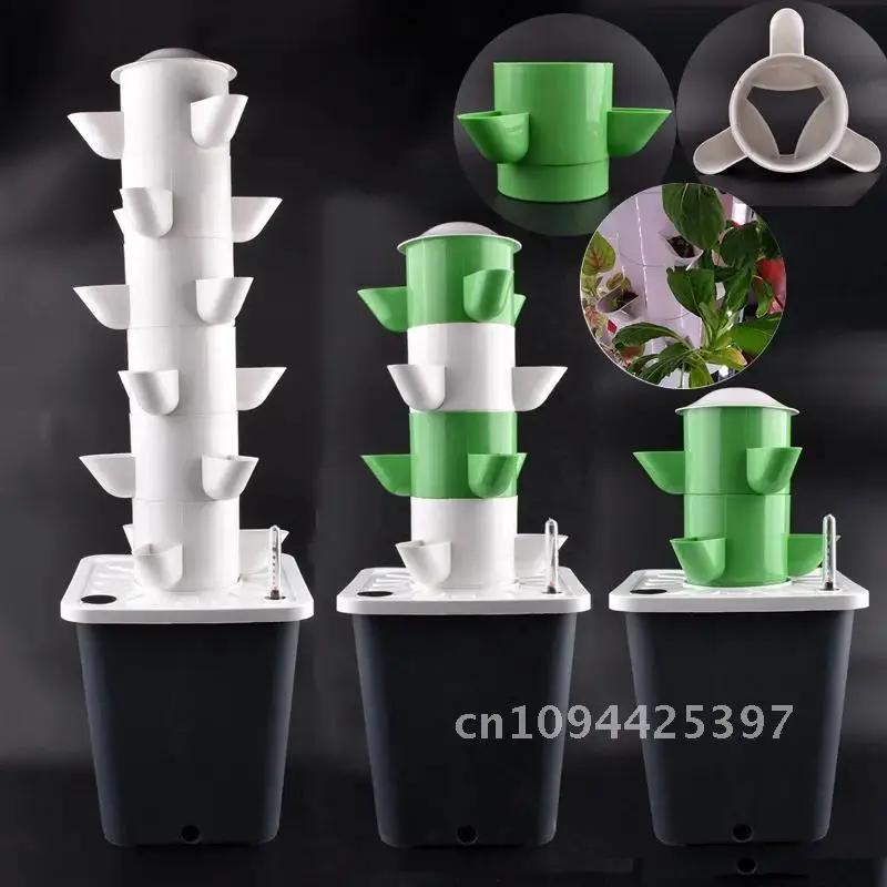 2/3/4/5/6 Tiers Vertical Tower Vegetable Planters Home Garden Balcony Hydroponic Grow System DIY Soilless Culture Planting Pot