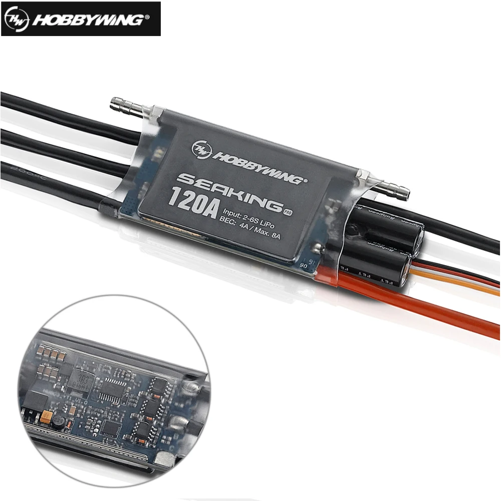 

Hobbywing Seaking Pro 120A Sensorless Brushless ESC 2-6S Waterproof 6V/7.4V,4A BEC For ECO, Mono1/Other Competition Boats