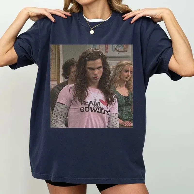 Twilight Meme Edward Team T-shirt Summer New Trend Y2K Casual Fashion T-shirt