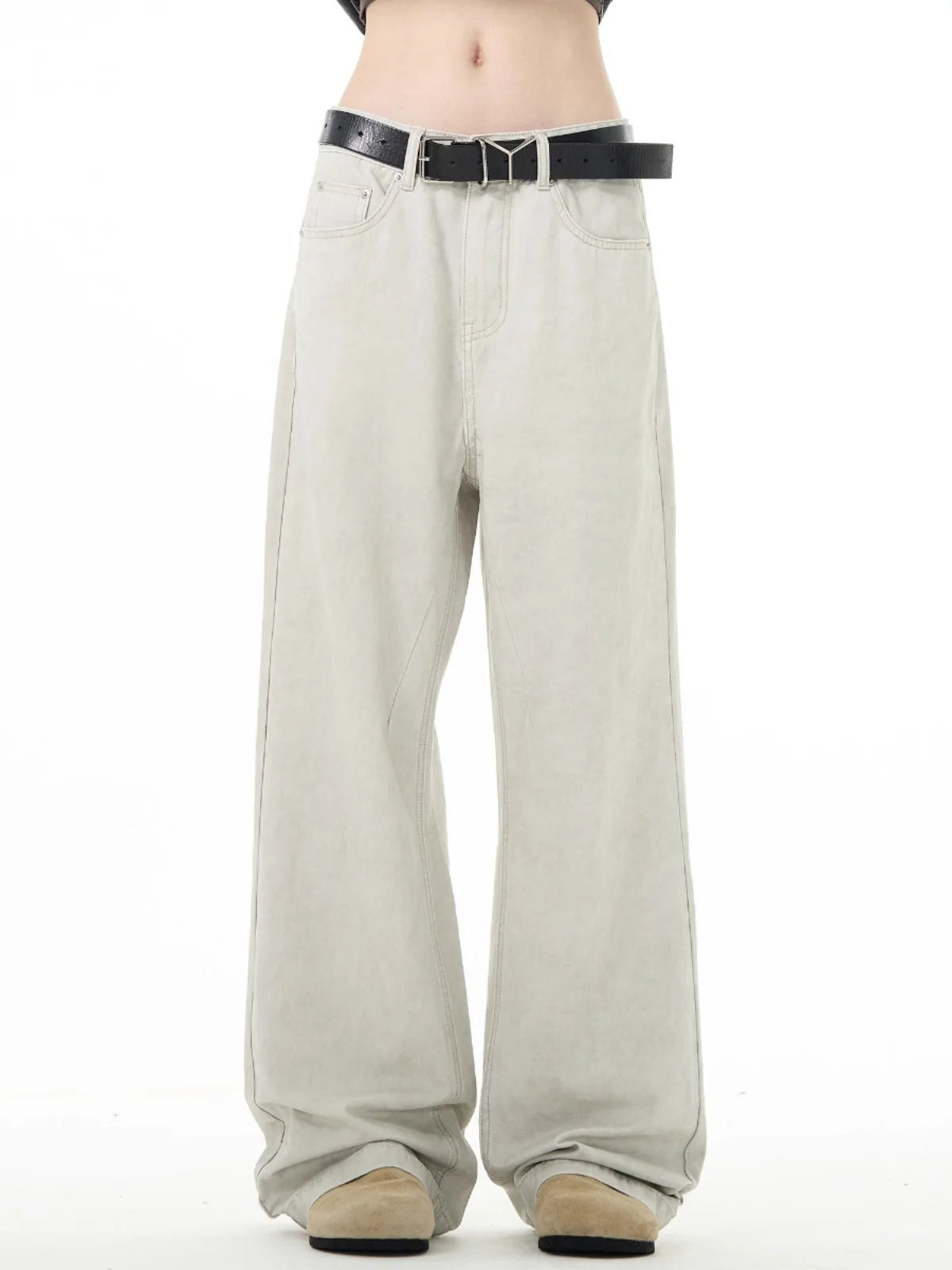 

Retro American Dirfit Waed Straight Leg Jeans Men's High Street Loose Vintage Long Trousers Casual Cotton Polyester Blend