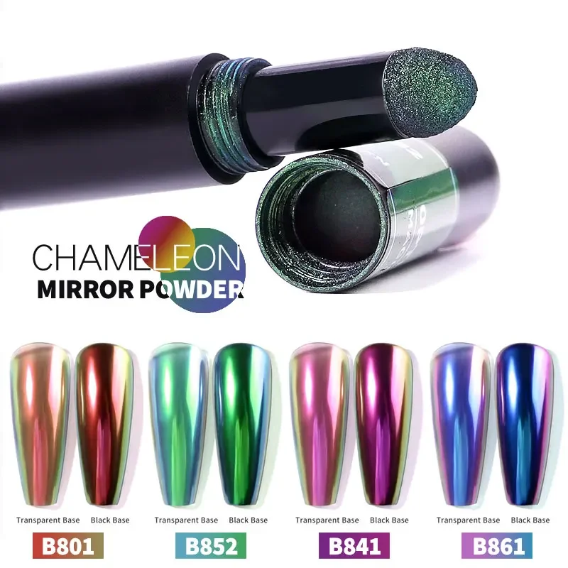 مسحوق لامع للأظافر ثلاثي الأبعاد من الحرباء ، قلم وسادة هوائية ، غبار الأظافر ذو تأثير المرآة ، صبغة فنية من الكروم ، ثلاثية الأبعاد ، مسحوق تصميم سريع #5