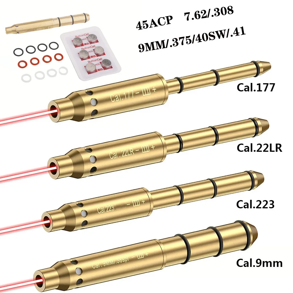 Tactical Red Laser Boresighter 7.62 9mm .38spl .223 .177 22LR Cal Training Bullets Hunting Handgun Bore Sight Tactical Shotgun