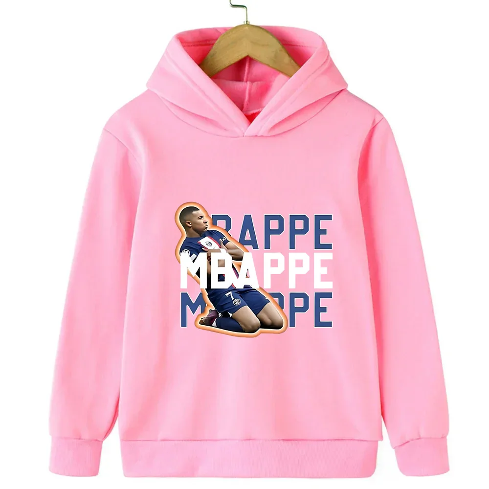 Spring and Autumn Hooded Sweatshirt Sports Top for Boys and Girls Mbappe Printed Children's Hoodie Kids Clothes Girls Pullover