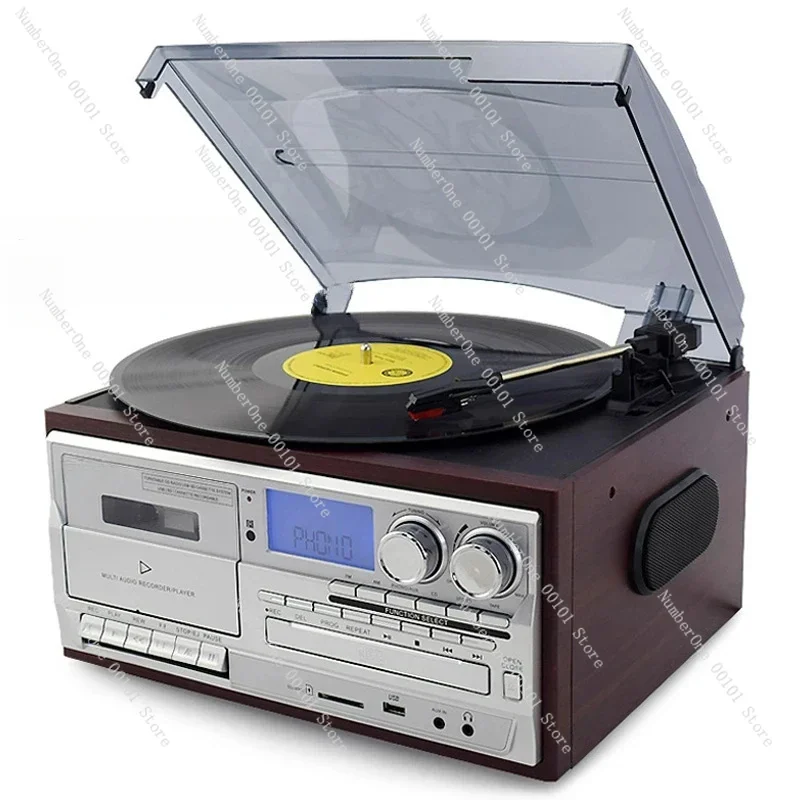 Vinyl Vintage Turntable CD and Cassette Player AM/FM Radio USB Recorder Auxiliary Input RCA Line Output