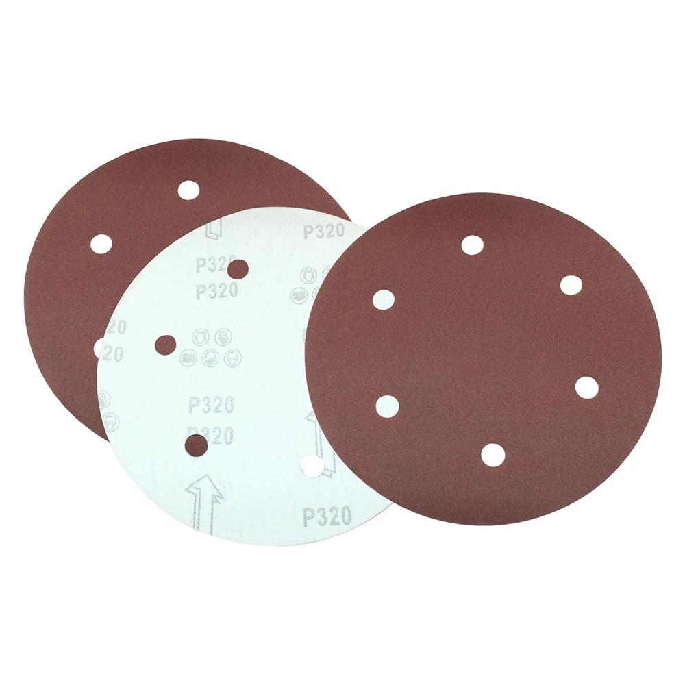 

6 Hole 225mm Sandpaper Woodworking Metal Grinding Disc Abrasive 9 Inch Wall Polisher Tools 40/1000/2000 Grit Sanding Discs 5pcs