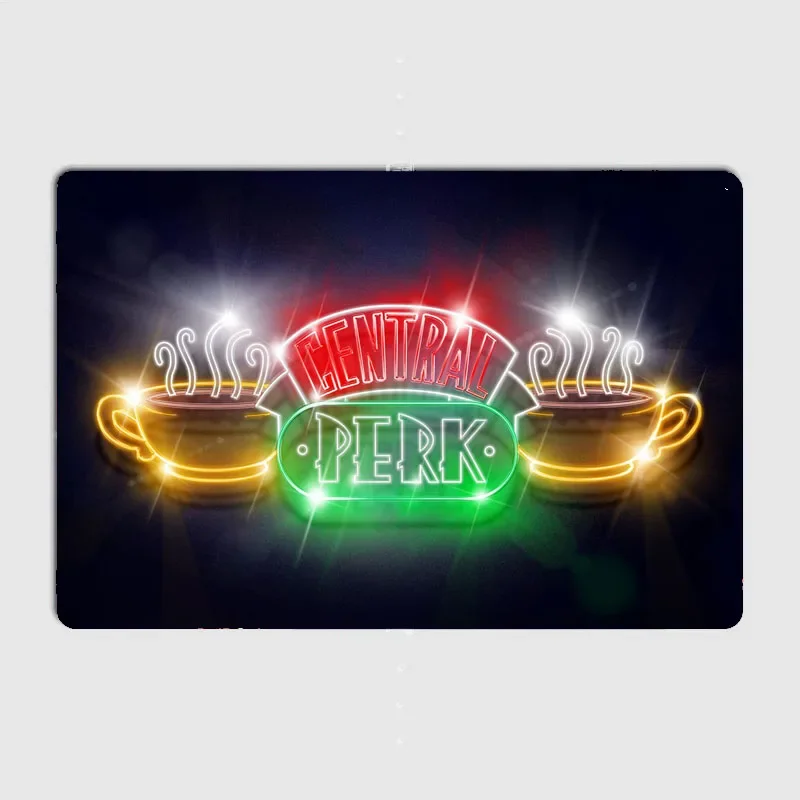 Central Perk Logo neon Sign Poster Print Wall Art Metal Painting Vintage Garage garden Tin Sign Decor Room Decoration