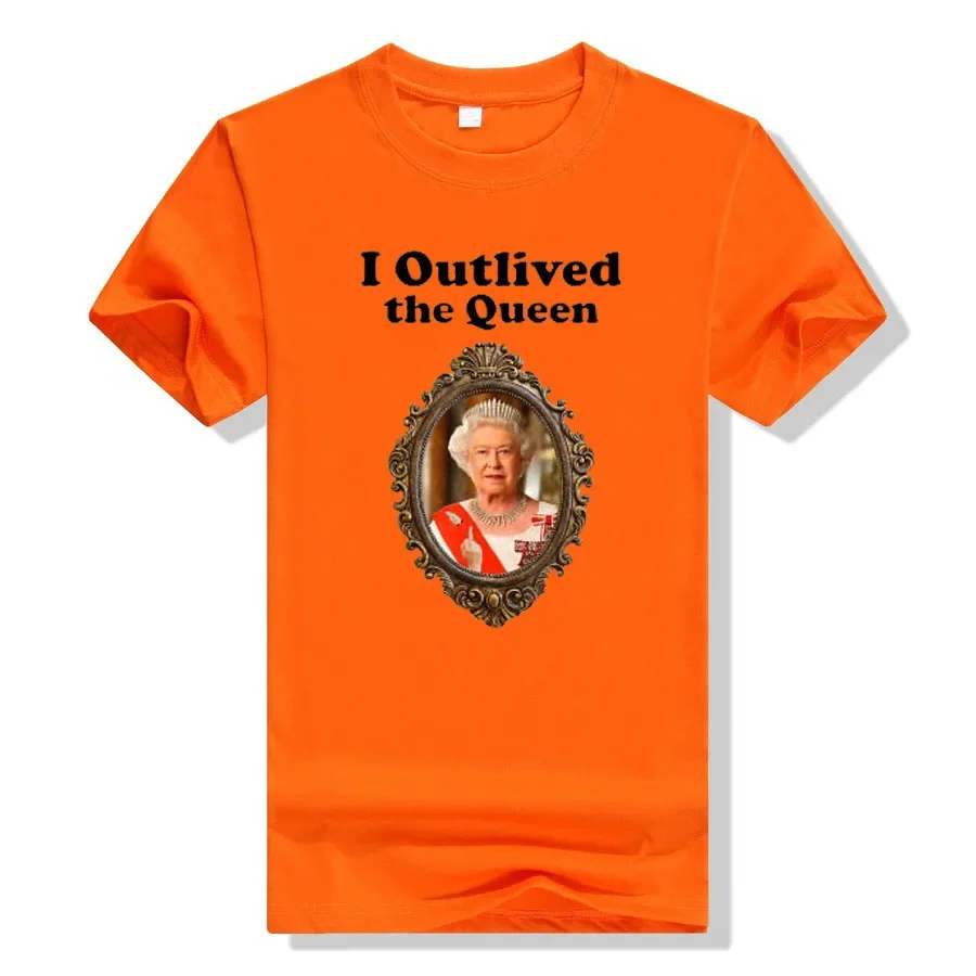 I Outlived The Queen T-Shirt Funny Sarcasm Sayings Quote Graphic Tee Tops Short Sleeve Casual Outfits Elizabeth II Remember Gift