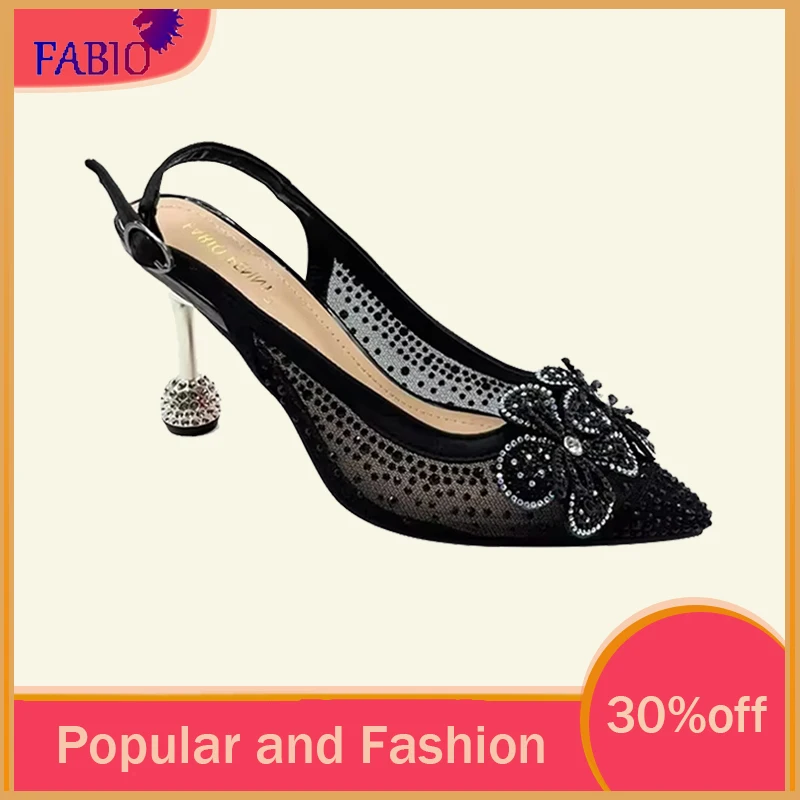 2025 new fashion sexy high heels, exquisite brick rubble flower decoration pointed women sandals high-end dinner women high heel