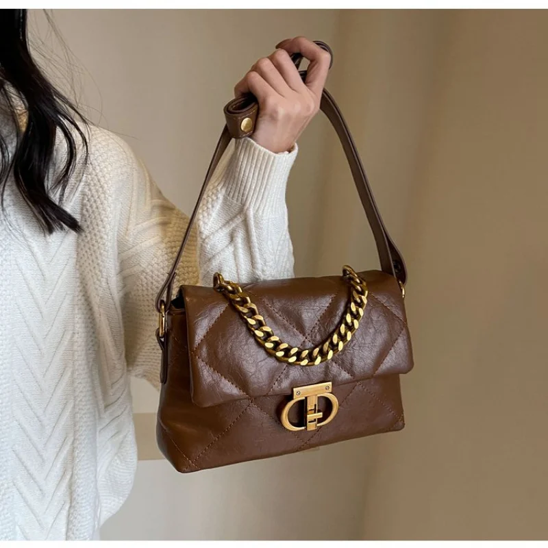 

Стильная женская кожаная сумка через плечо, женская сумка через плечо, популярная классическая элегантная известная дизайнерская сумка