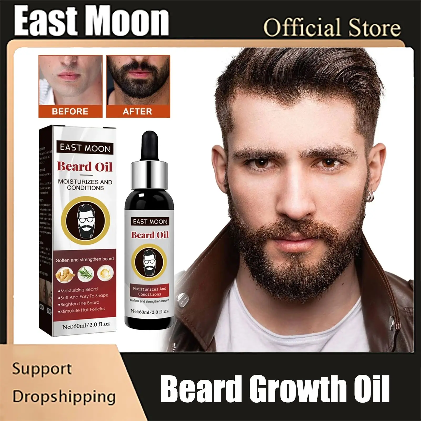 

Beard Growth Oil for Men Grow Beard Thicker Anti Alopecia Hair Loss Product Nourishing Beard Care Mustache Regrowth Essenial Oil