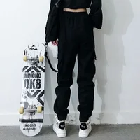 Hip Hop Women's Sweatpants Sports Fashion Cargo Pants Female Korean Harem Pants Black Loose Casual Joggers Plus Size Trousers - Image 2