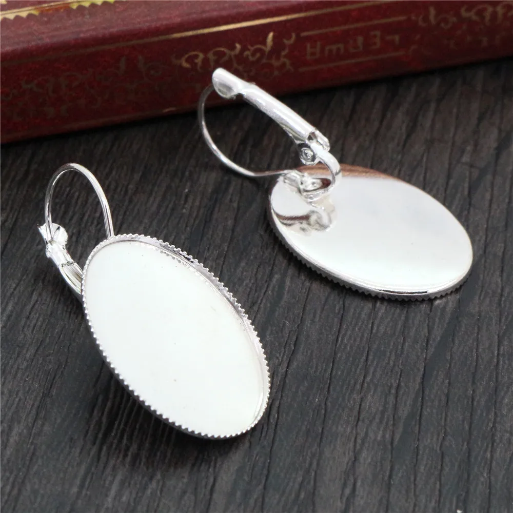 10 sztuk 10x14mm 13x18mm 18x25mm owalne brąz złoto Silzve kolor francuski dźwignia powrót kolczyki puste bazy, fit owalne szkło Cabochons DIY — zdjęcie 6