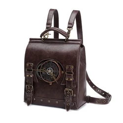 Retro Steampunk Backpack Vintage Industrial Style Gothic Medieval Women Leather Vikings Laptop Bag Satchel Pirate Briefcase