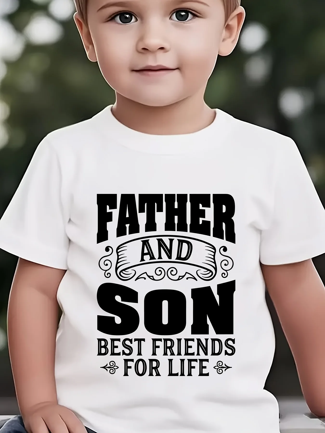 Boys Father's Day Tee | FATHER AND SON BEST FRIENDS FOR LIFE Slogan Print, Summer Outdoor Casual Short‑Sleeve Top