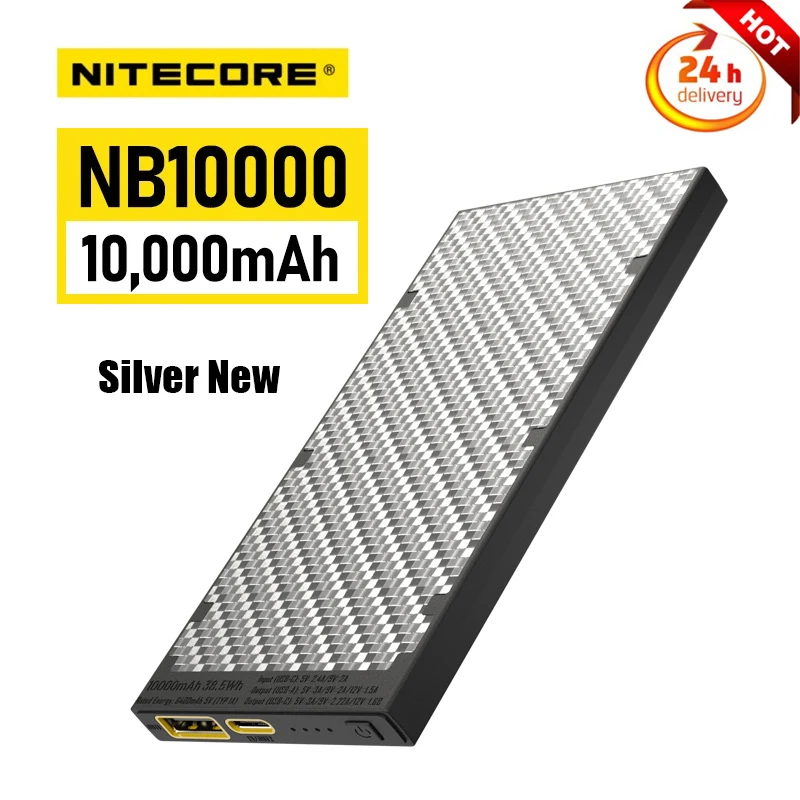 

NITECORE NB10000 Power Bank Silver 10000mAh QC PD 3.0 Fast Charging Portable Charger For iPhone HUAWEI Phone Lithium Battery