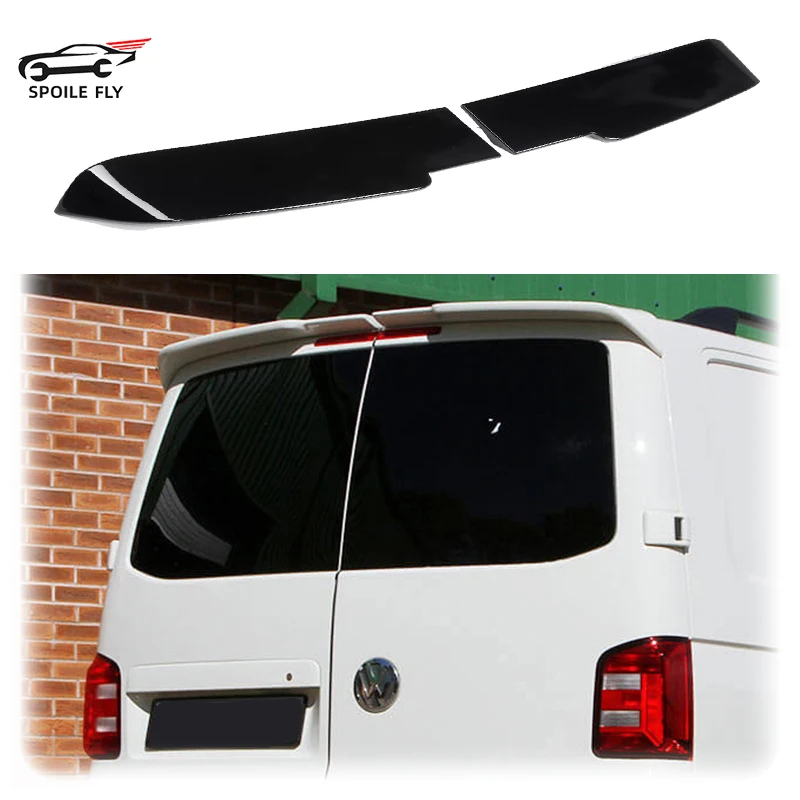 Hot For Volkswagen For VW T5 T5.1 T6 T6.1 Spoiler Double Door Barn Twin By Carbon Fiber Look Glossy Black DIY Color Rear Spoiler