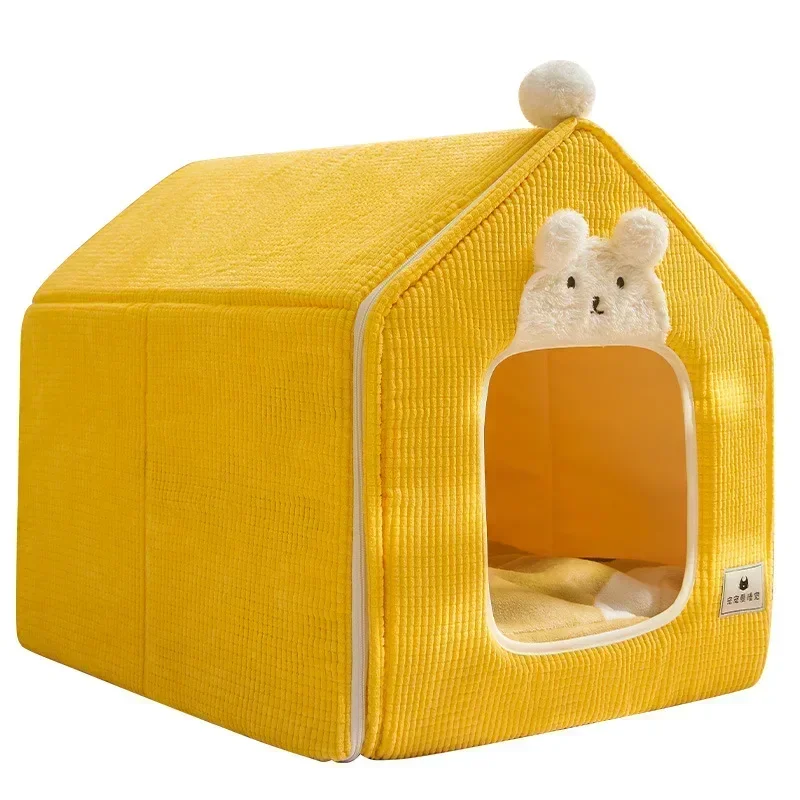 Casa plegable para perros y gatos, cama cálida de invierno, cesta para mascotas, cueva para cachorros, sofá