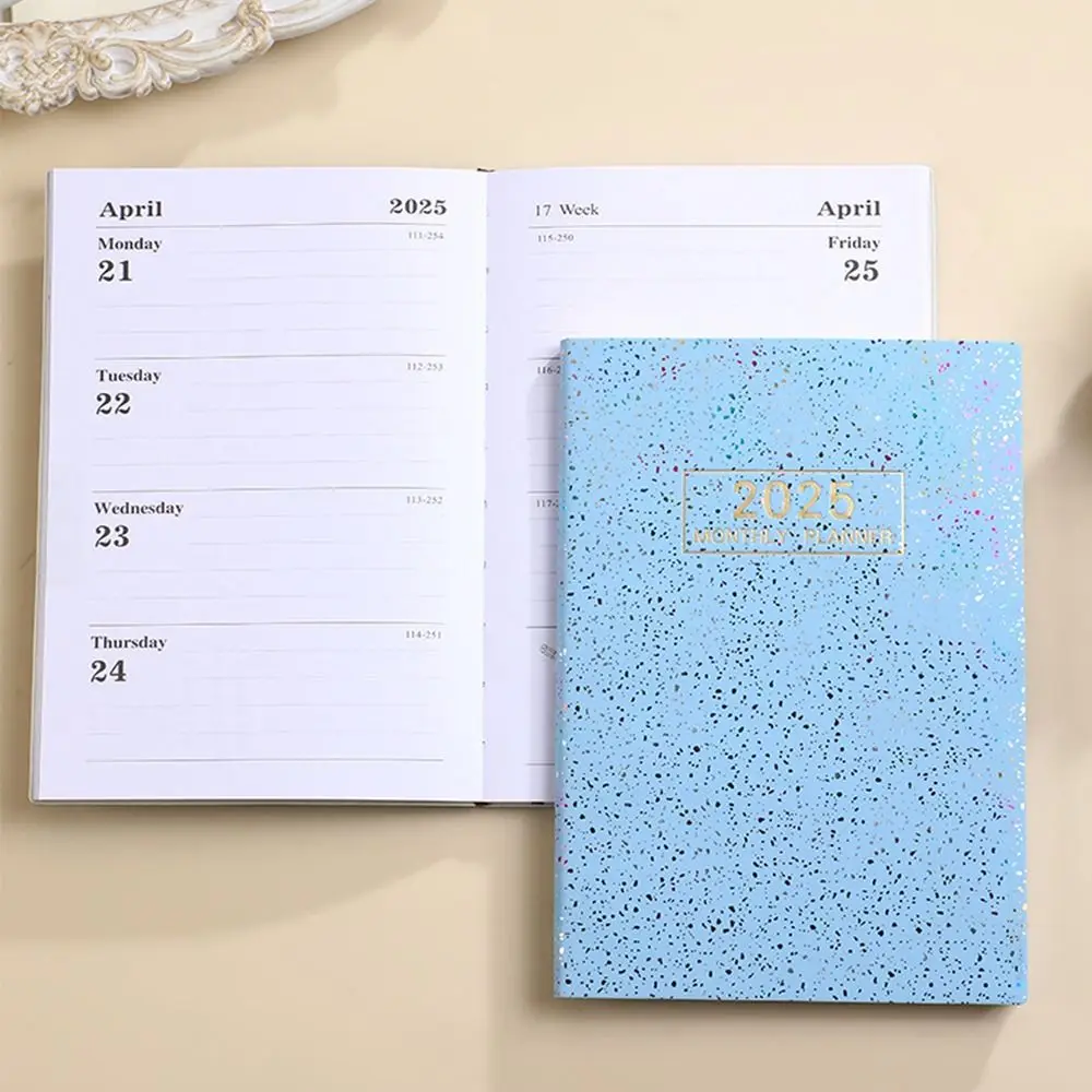 Laser 2025 English Notebook Colorful English Schedule Planner Notepad Efficiency Plan 2025 A5 Mini Pocket Notebook Stationery