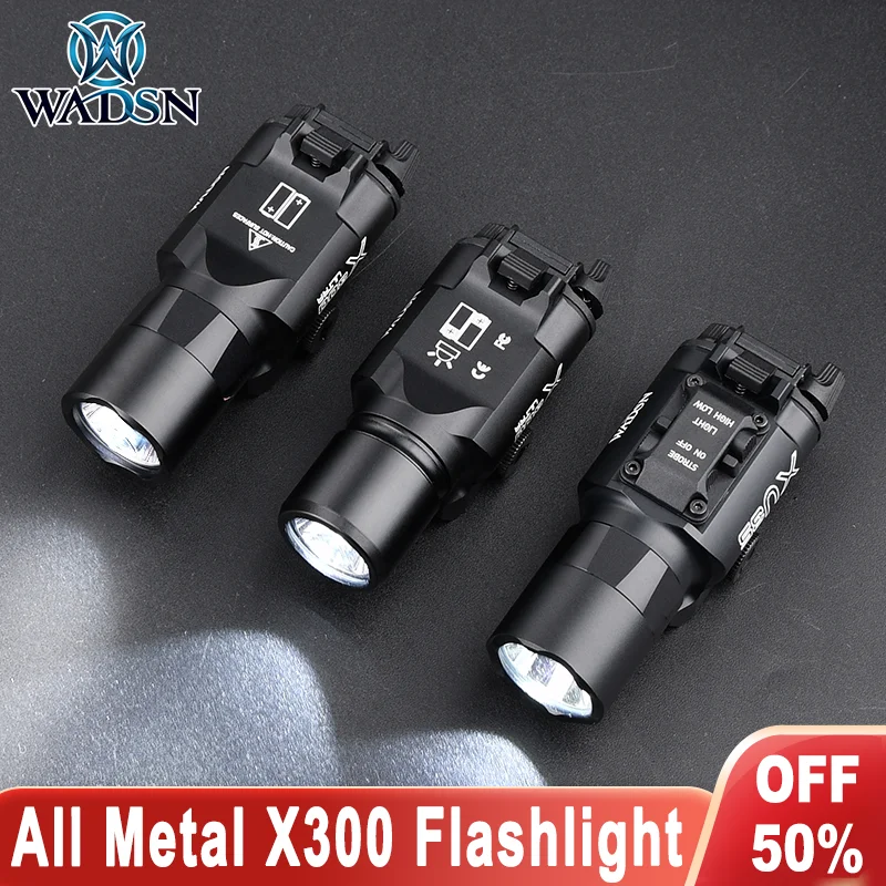 WADSN All Metal X300-B X300U-B XU35 Flashlight New X300 Hunting White Light Strobe Glock G17 18 19 Gun Accessories Fit 20mm Rail