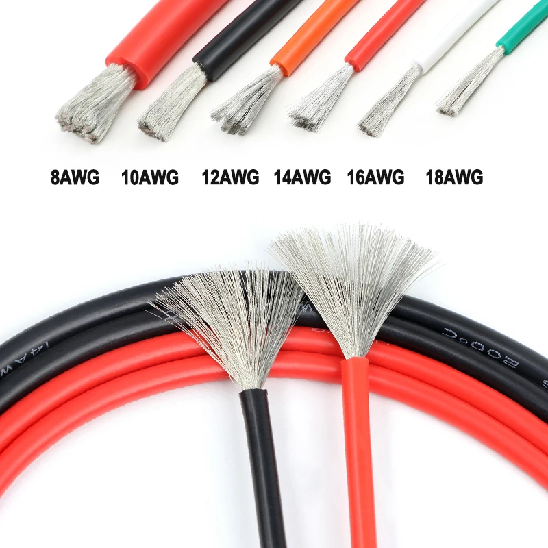 1/3m Heat Resistant Silicone Wires 15 14 13 12 11 10 9 8 7 6 4 2AWG DIY LED Lamp Auto Car Battery Electric Tinned Copper Cable