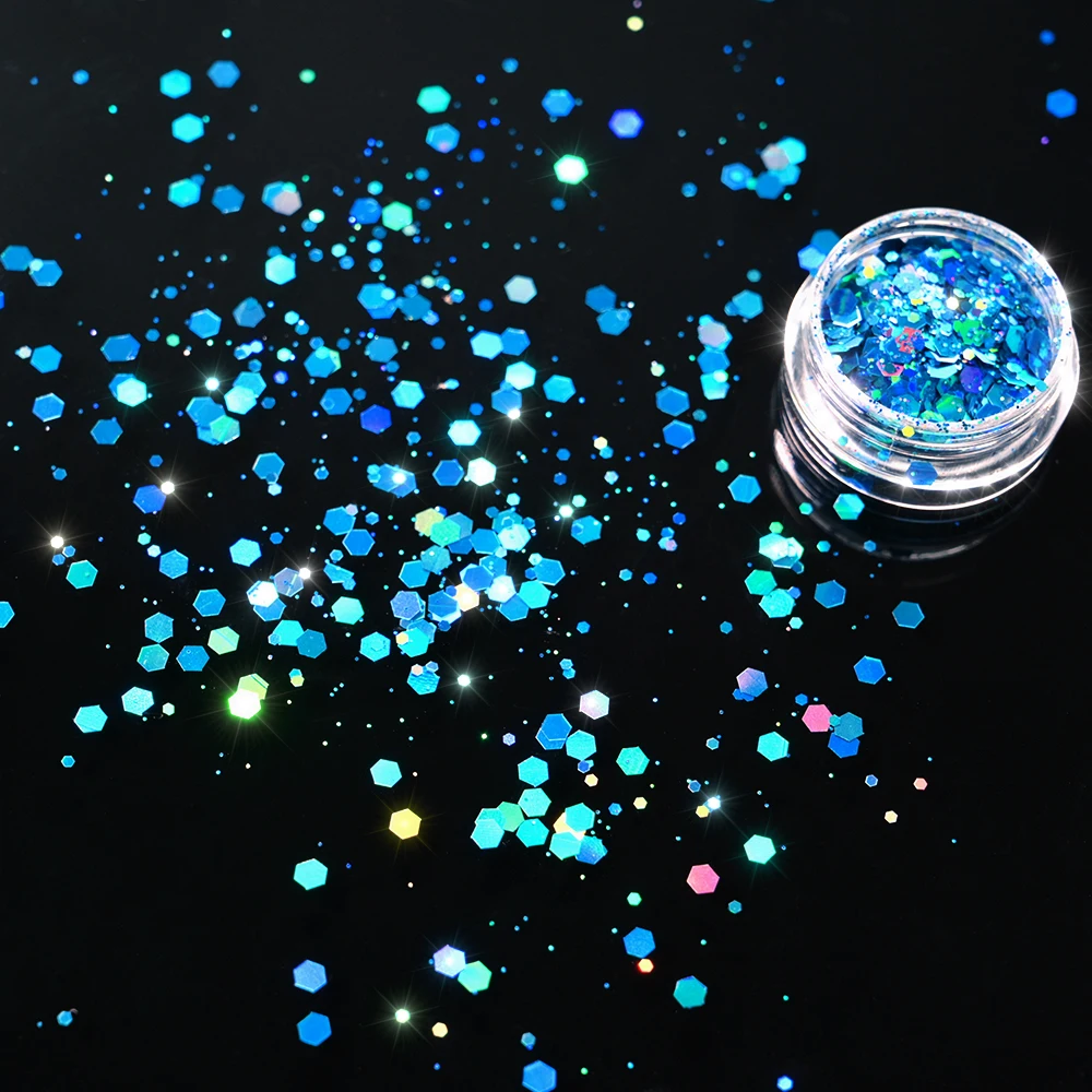 24 色/セット混合六角形ネイルアートグリッタースパンコールマーメイド虹色カメレオンフレーク光沢のあるレーザーマニキュア/ボディ/顔の装飾