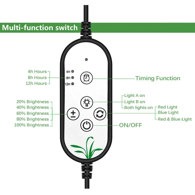 Imagem -03 - Cabeça Led Cresce a Luz dc 5v Usb Temporizador Planta Flor Vermelho Azul Luz Phytolamps 15w 60 Desktop Clipe Phyto Lâmpadas Flores Crescer Caixa 4