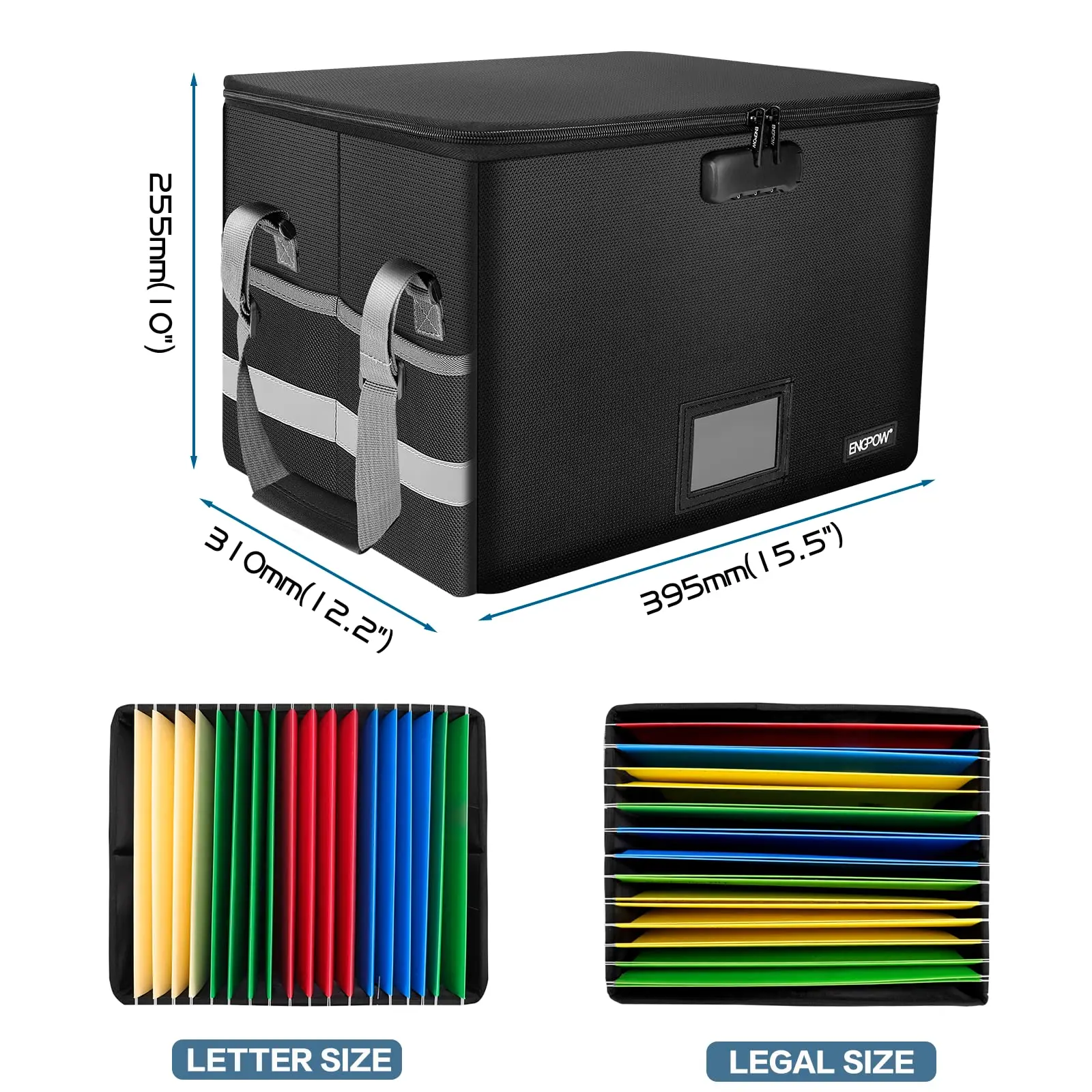 File Box with Lock,Fireproof Box File Storage Organizer Anti-Static Box,Collapsible Fireproof Document Box Filing Box with Handl