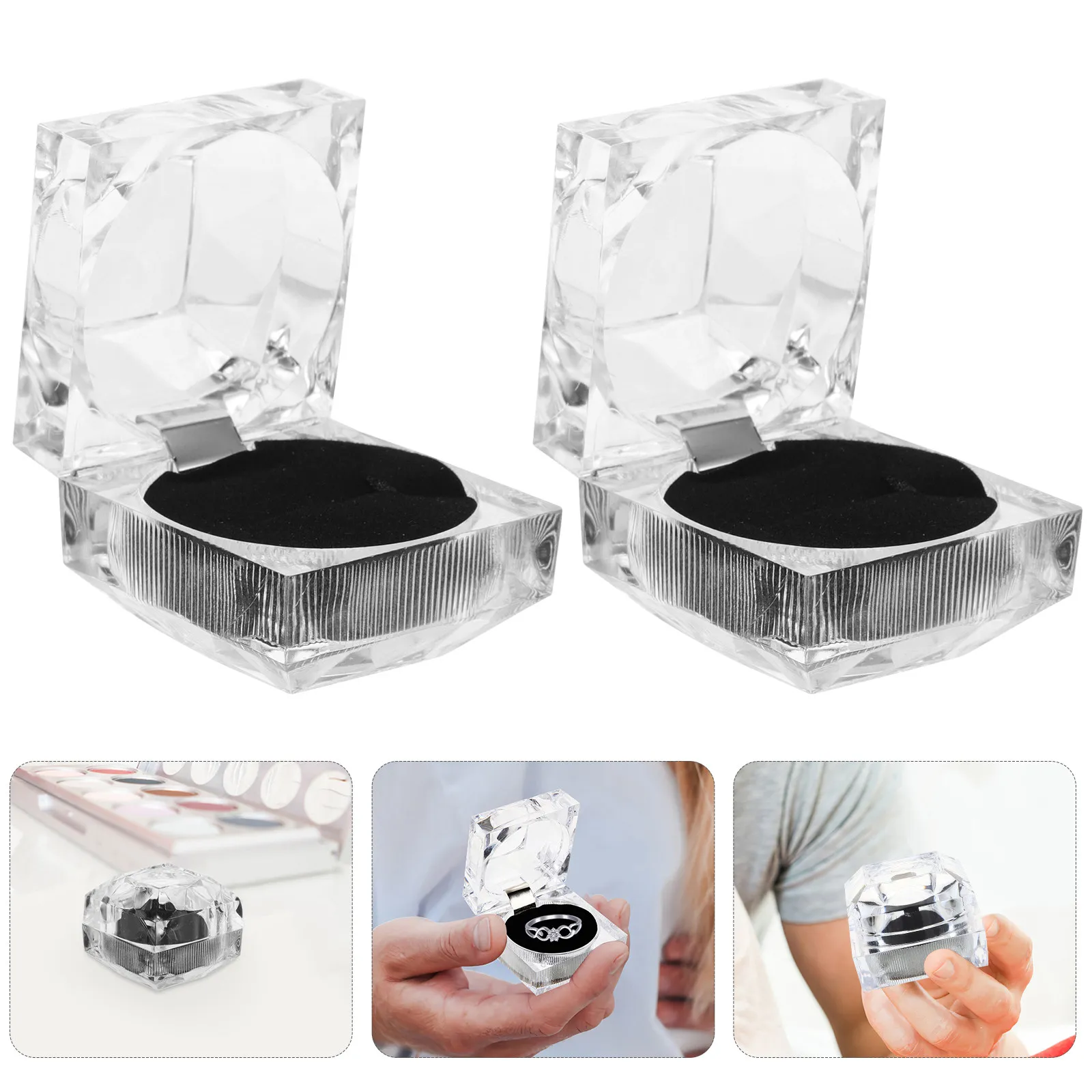 

10Pcs Jewelry Storage Box Organizer Acrylic Ring Box for Engagement Wedding Small Jewelry Display Organizer for Ceremony