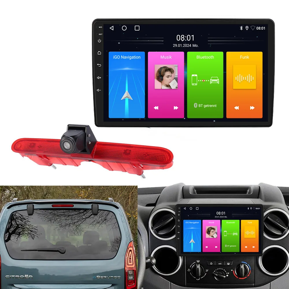 Android Car radio Carpaly GPS Navigation +HD Rearview camera For Citroen Berlingo Toyota Proace City Opel Combo Peugeot Partner