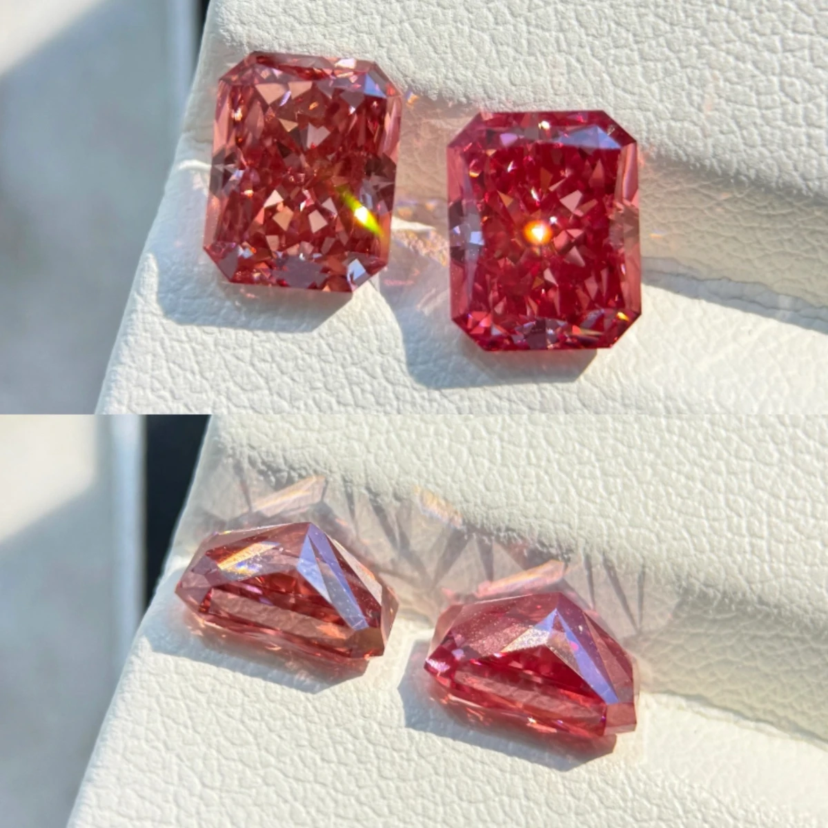 Red Radiant Cut Loose Lab Grown Diamond HPHT/CVD VS/VVS Lab Grown Diamonds For Anniversary or Engagement Ring Making