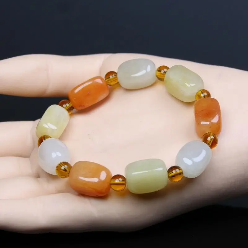 

Genuine Natural White Jade Bracelets New High Quality Gold Silk Jade Bracelet Gem Light Seed Material Fine Jewelry Bangle Square