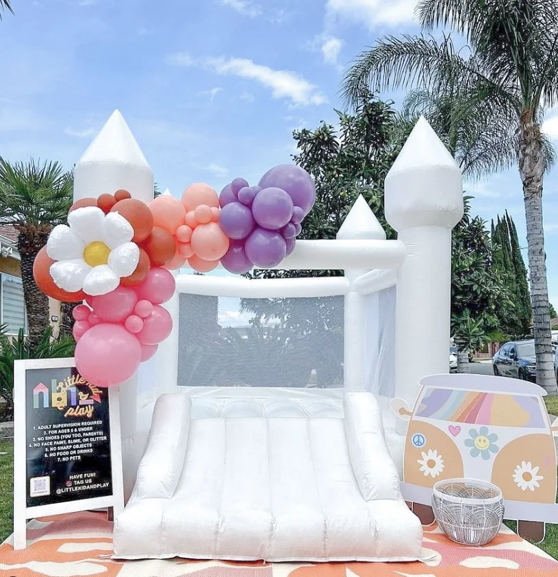 

Commercial 10x8Ft Playground Jumping Castle For Kids PVC White Inflatable Bounce House With Slide Wedding Party