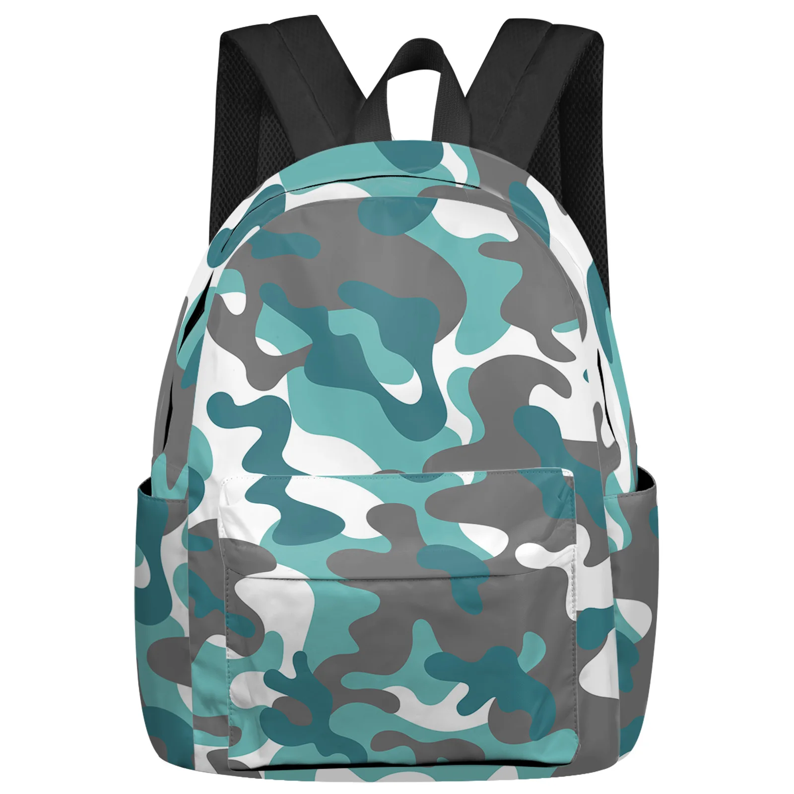 

Aqua Camouflage Abstract Women Man Backpacks Waterproof Travel School Backpack For Student Boys Girls Laptop Book Pack Mochilas