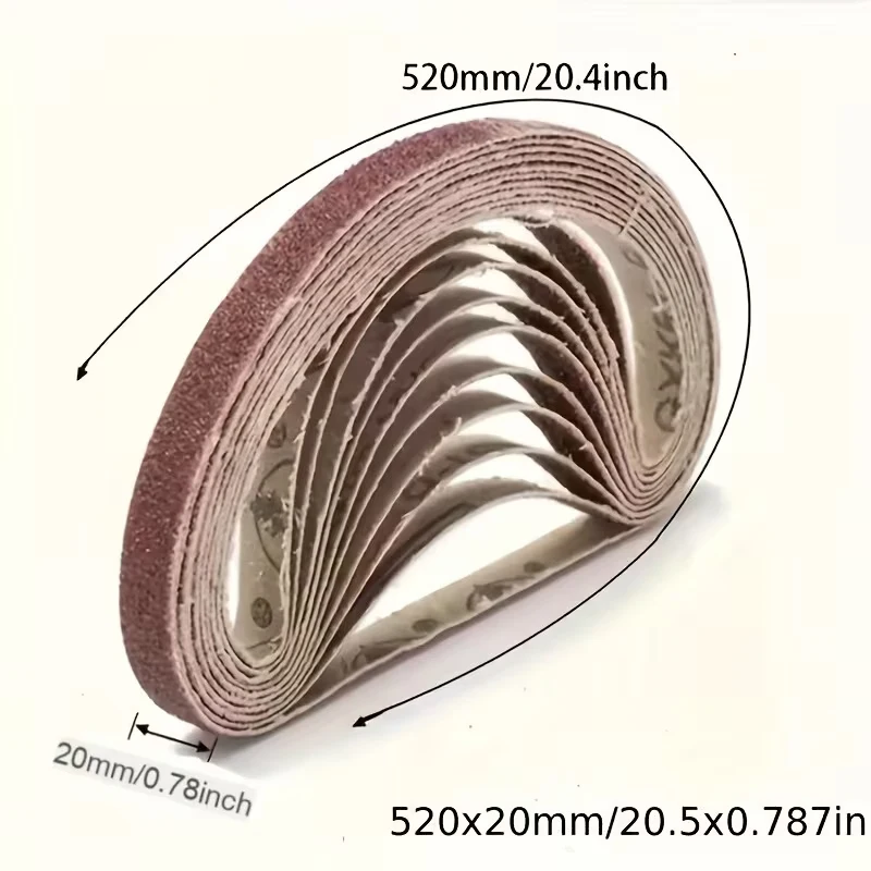 520x20mm 10pcs 60/100/240/320/800#Small Mini Belt Sander For Grinding Stainless Steel Polishing Rust Removing Abrasive Fabric