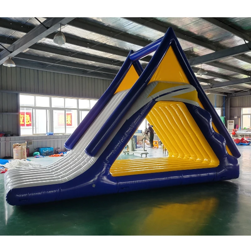 Inflatable triangle slide water toy mobile sea rock climbing slide water park equipment