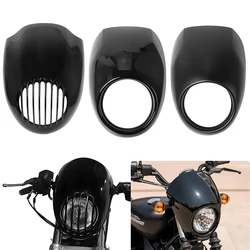 Motorcycle Black Headlight Grill Fairing Cover ABS Plastic Windshield For Harley 883 1200 Front Fork Mount Dyna Sportster XLCH