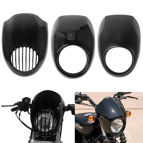 Cubierta de carenado de parrilla para faro delantero de motocicleta, parabrisas de plástico ABS para Harley 883 1200, montaje de horquilla delantera Dyna Sportster XLCH