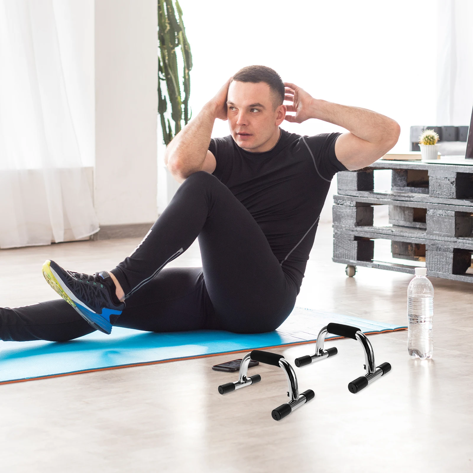 

2pcs Stands 1 Pair Steel Home Gym Equipment Adjustable Height Fitness Core Workout Parallettes Calisthenics