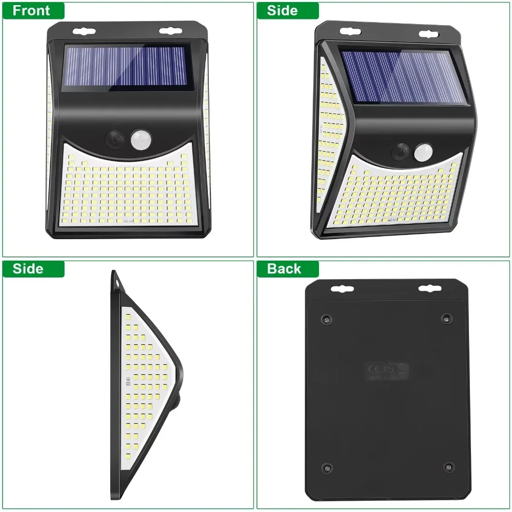 ‌244 LED Solar Wall Light with Motion Sensor - 4 Modes, PIR Detection, Waterproof Outdoor Solar Lamp for Garden