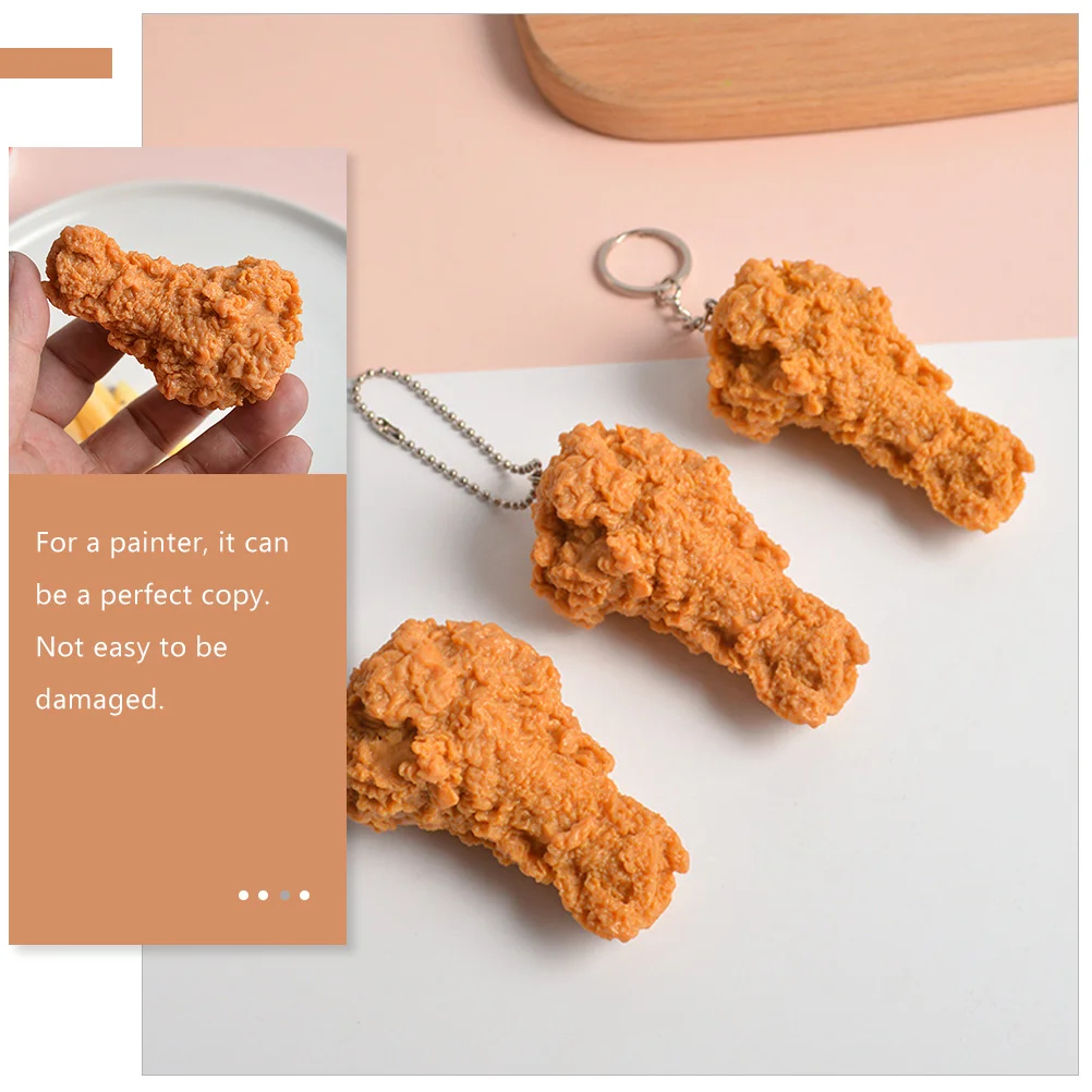 3 Pcs Simulation Fried Chicken Model Drumsticks for Kids Fake Prop Legs Artificial