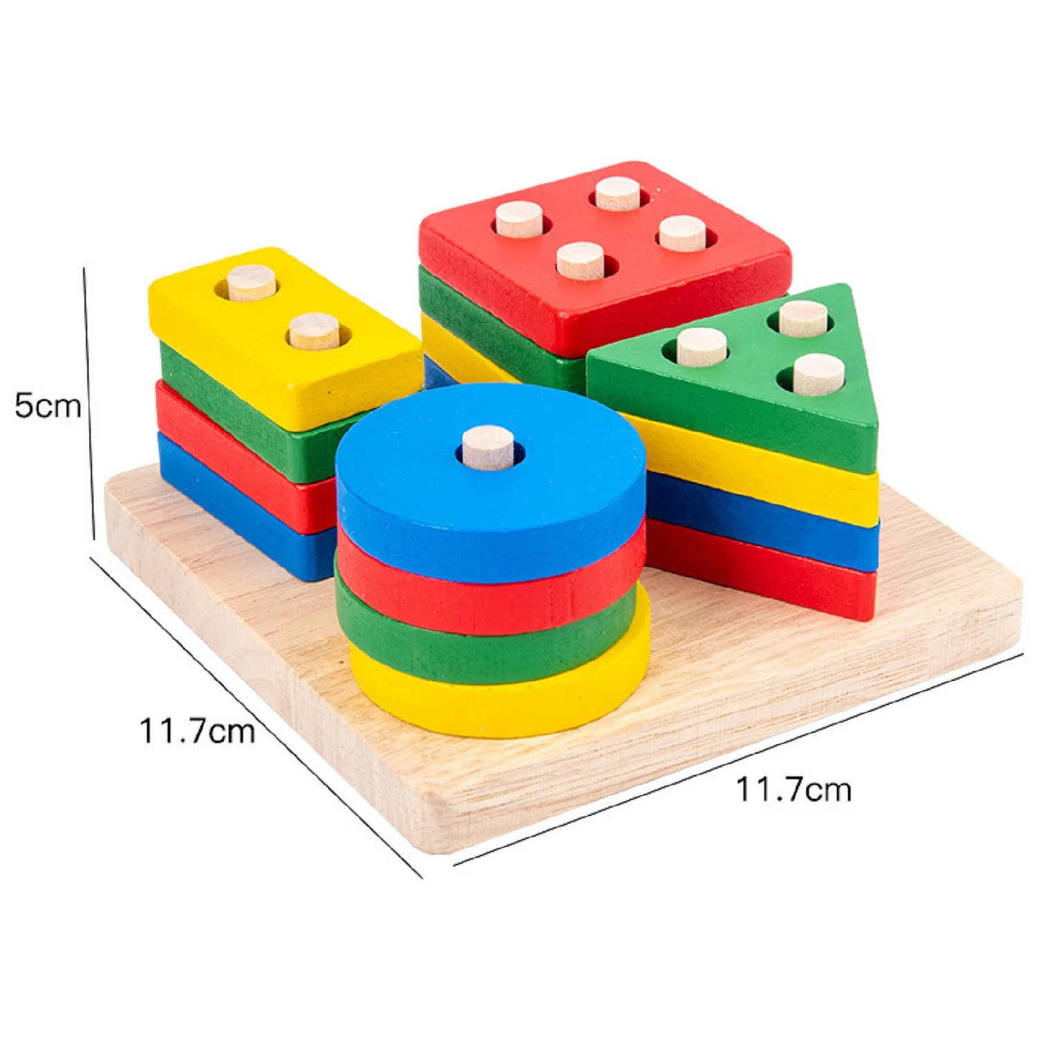 Ensemble de blocs de construction de poteaux en bois pour bébé, moteur fin, éducation précoce des tout-petits, correspondance des formes géométriques, fusion des couleurs, classification