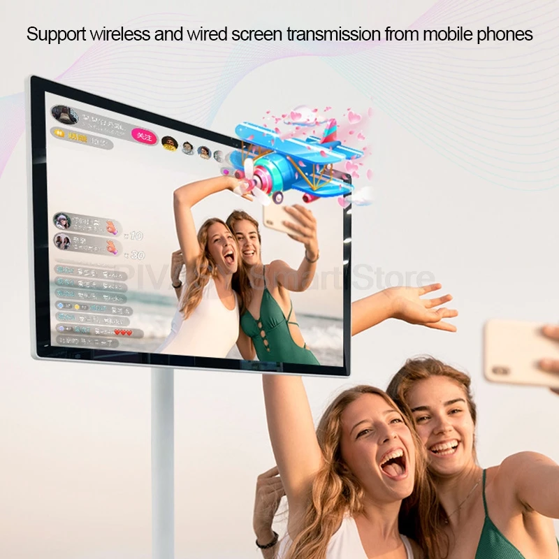 13000 mAh Grote lange batterij-power touchscreen Android 12 Smart TV 4 + 64G BFF-apparaat Draaibare beweegbare monitor voor buiten Live