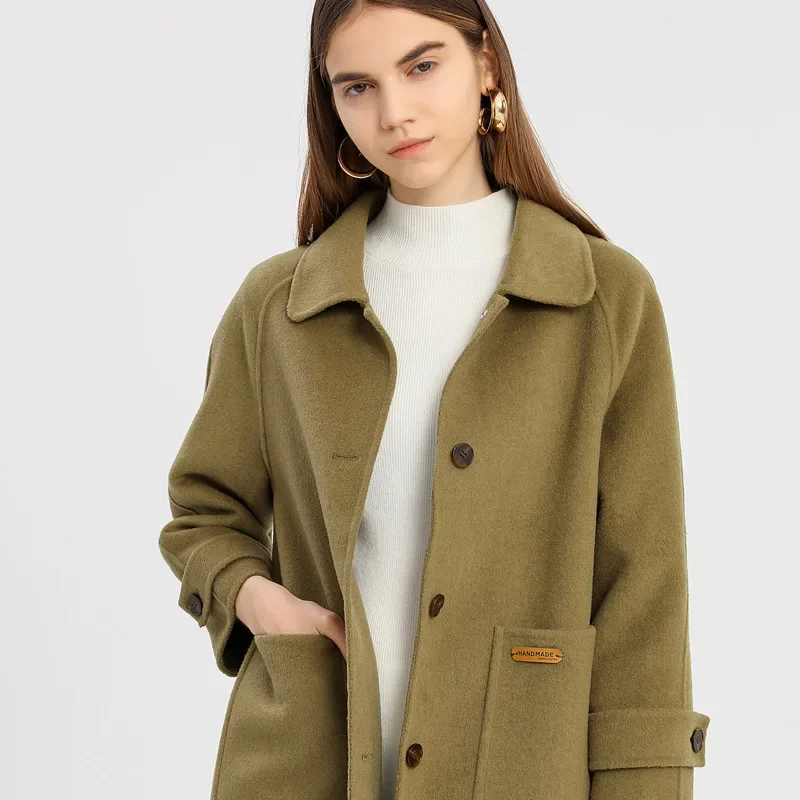 

New spring women's coat high-end small wool woolen coat women's coat medium and long wholesale