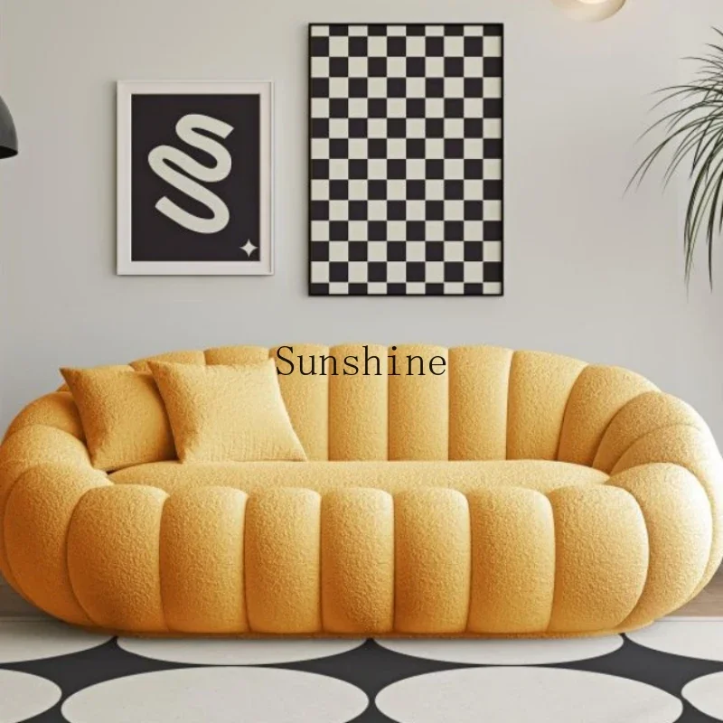 Living room pumpkin sofa, creamy style bedroom, double tatami sofa, small-sized apartment